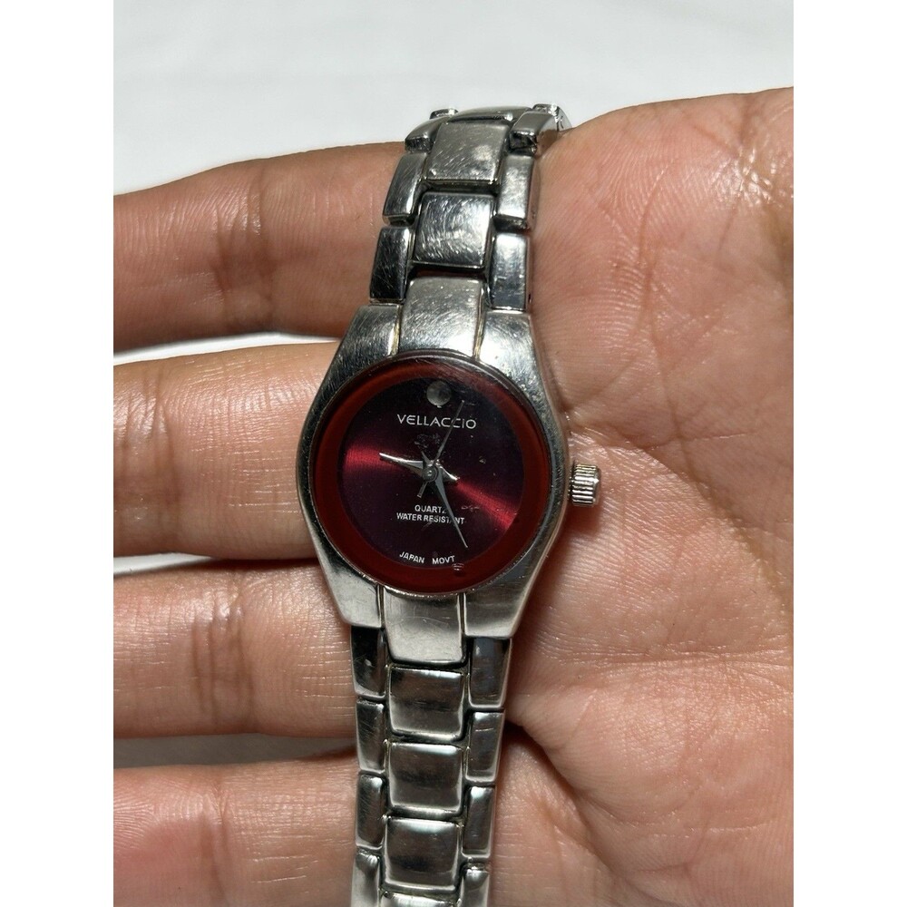 Vellaccio Women’s Bracelet Watch Red Dial/Bezel Quartz Analog SS 24mm WR